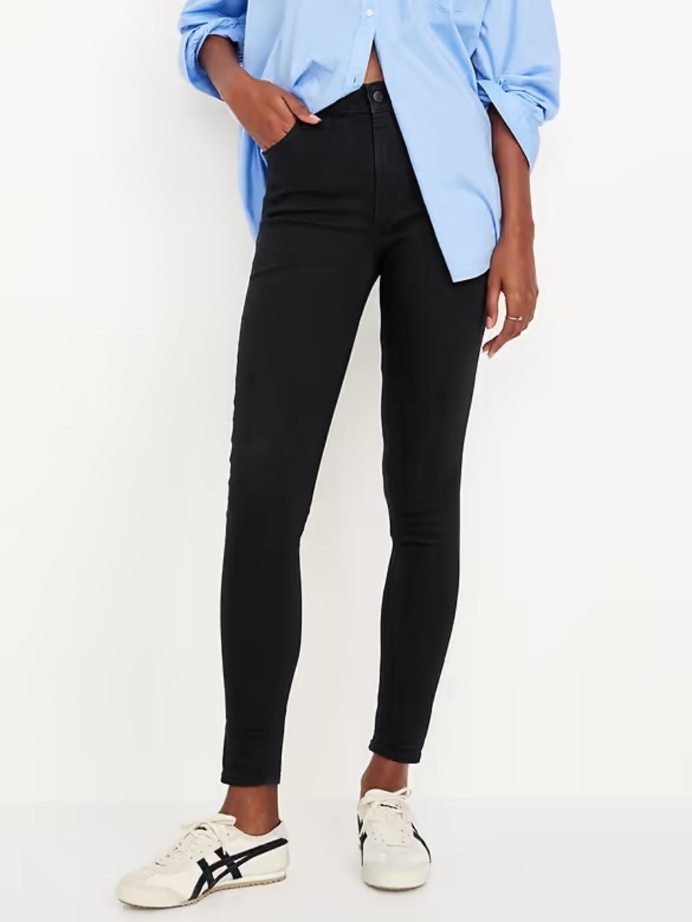 Old Navy High-Waisted Wow Super-Skinny Jeans Size 10 Tall Black 31” Inseam